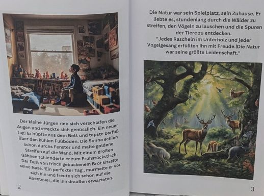Ein gemütlicher Raum mit einem Fensterblick, umgeben von Bücher und Spielzeug.